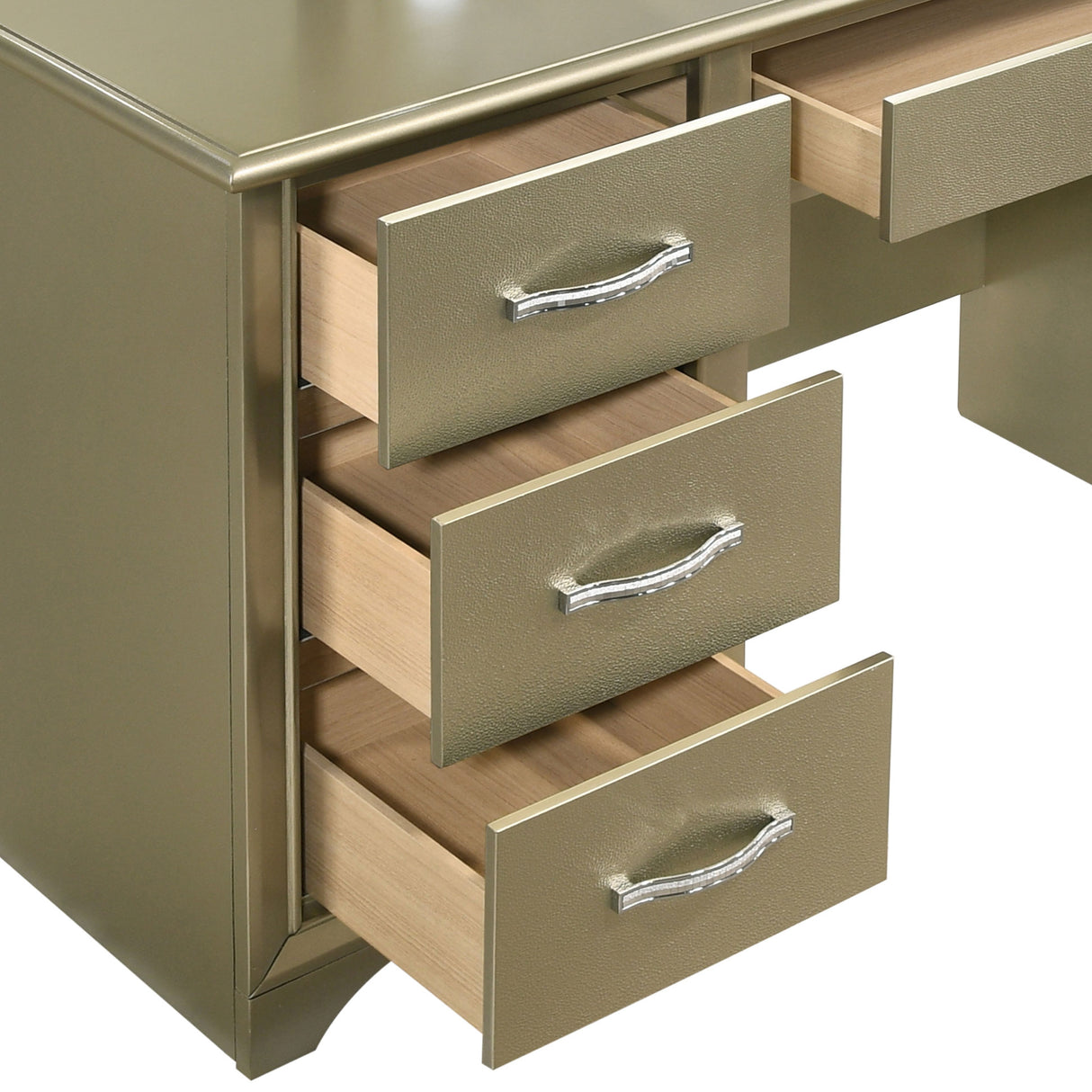 Beaumont Champagne 7-Drawer Vanity Set With Lighting