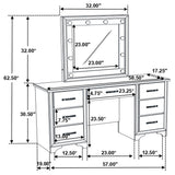 Beaumont Champagne 7-Drawer Vanity Set With Lighting