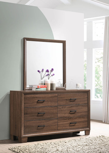 Brandon Warm Brown 6-Drawer Dresser With Mirror