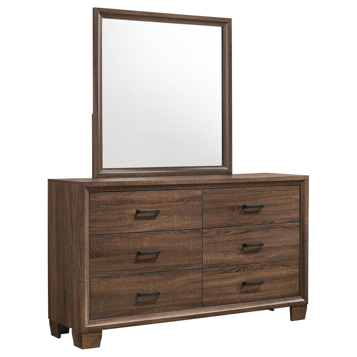 Brandon Warm Brown 6-Drawer Dresser With Mirror