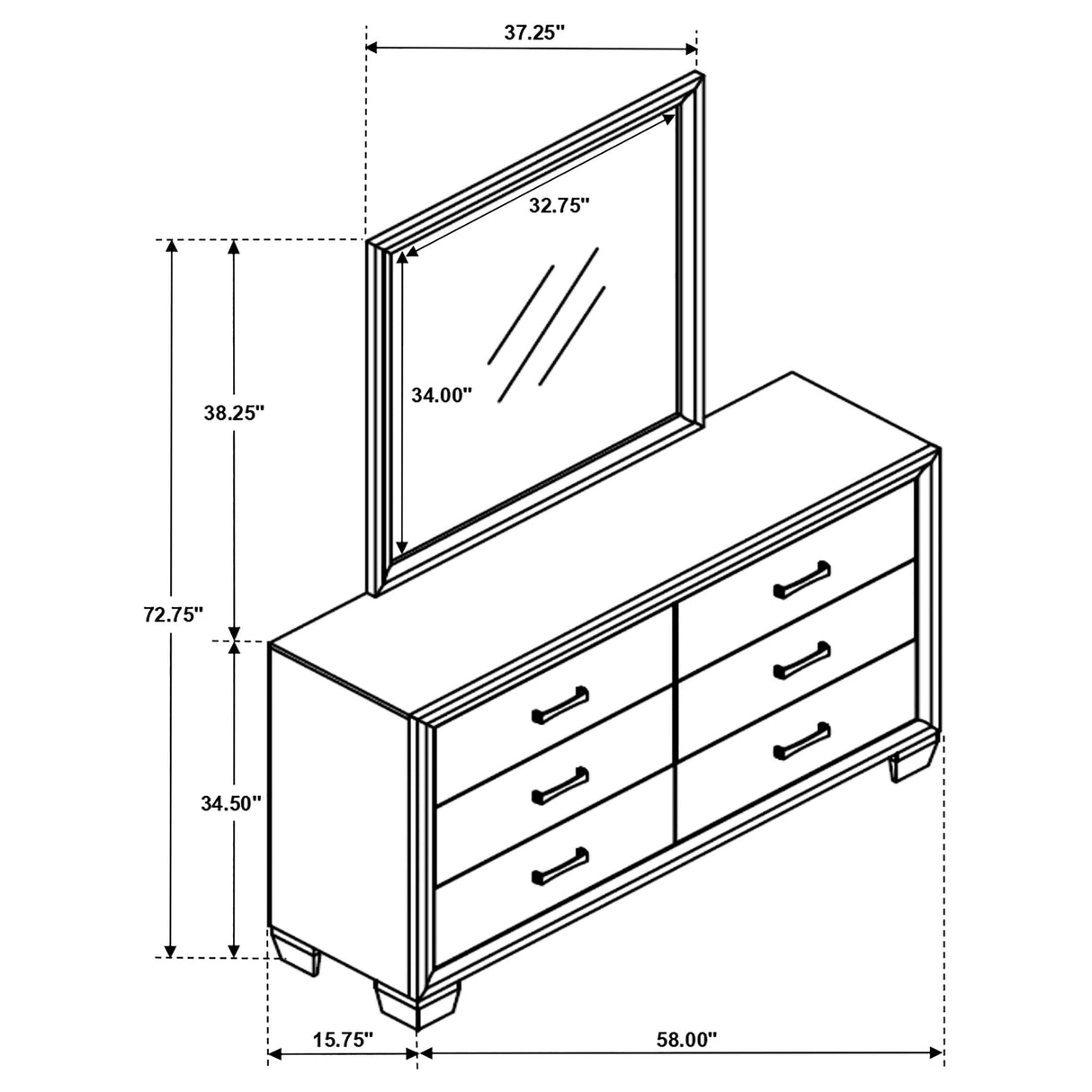 Brandon Warm Brown 6-Drawer Dresser With Mirror