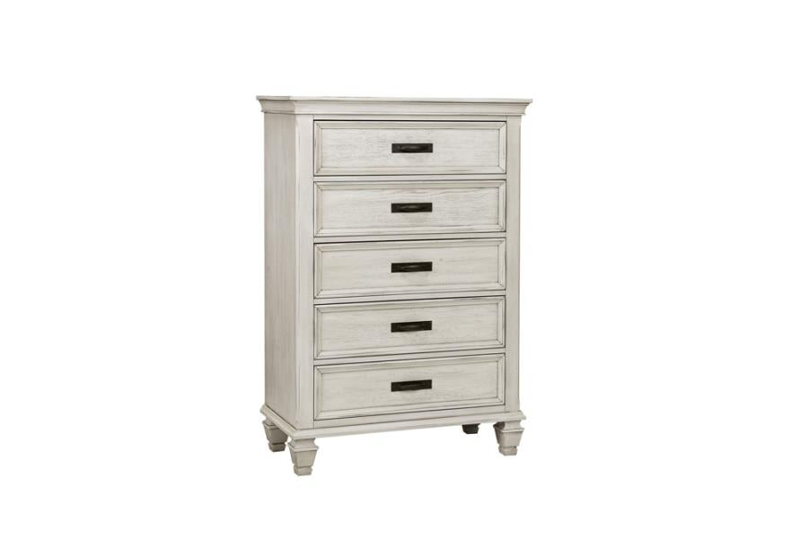 Franco 5-Drawer Chest Antique White