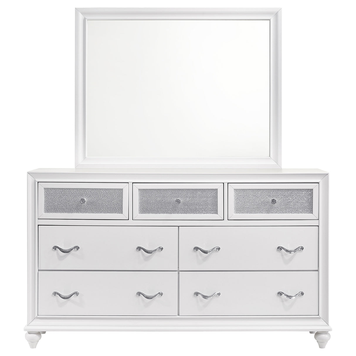 Barzini White 7-Drawer Dresser With Mirror