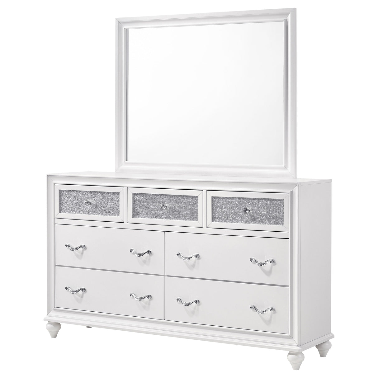 Barzini White 7-Drawer Dresser With Mirror