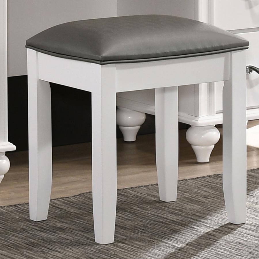 Barzini Upholstered Vanity Stool Metallic And White