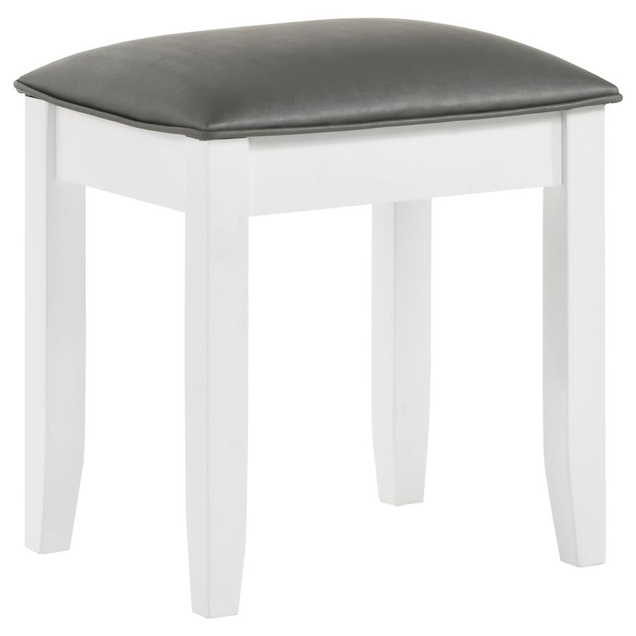 Barzini Upholstered Vanity Stool Metallic And White