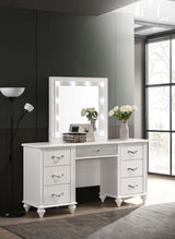 Barzini White 7-Drawer Vanity Set With Lighting