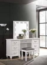 Barzini White 7-Drawer Vanity Set With Lighting