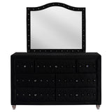 Deanna Black 7-Drawer Upholstered Dresser With Mirror