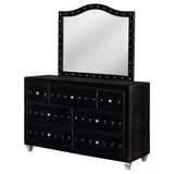 Deanna Black 7-Drawer Upholstered Dresser With Mirror