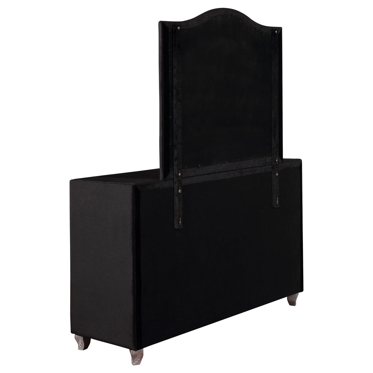 Deanna Black 7-Drawer Upholstered Dresser With Mirror