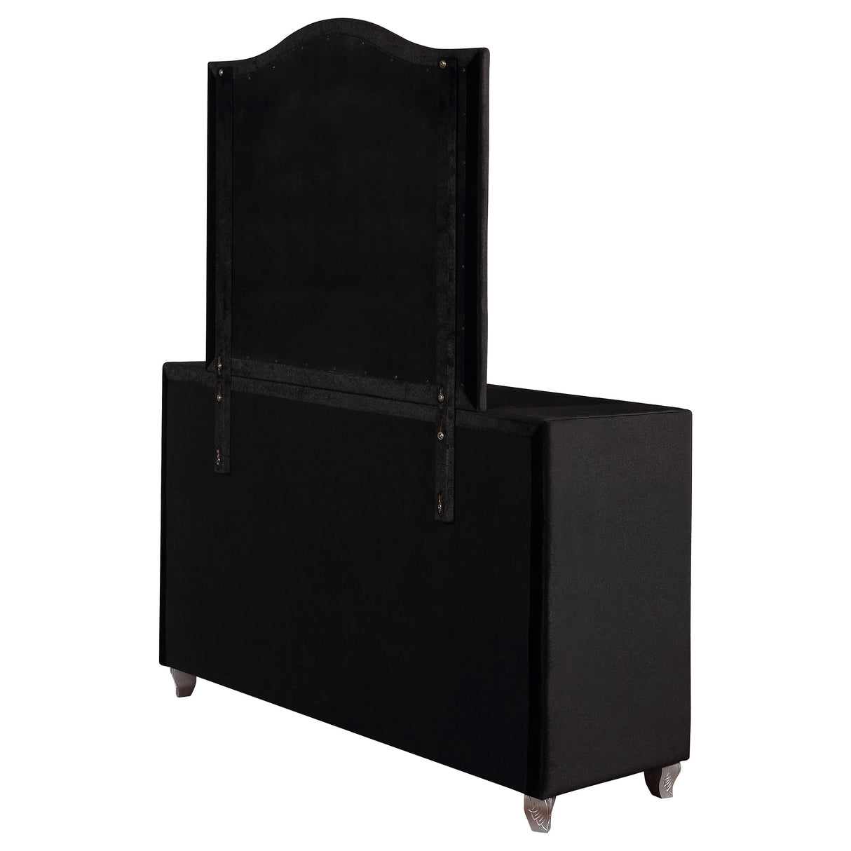 Deanna Black 7-Drawer Upholstered Dresser With Mirror