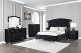 Deanna Black 7-Drawer Upholstered Dresser With Mirror