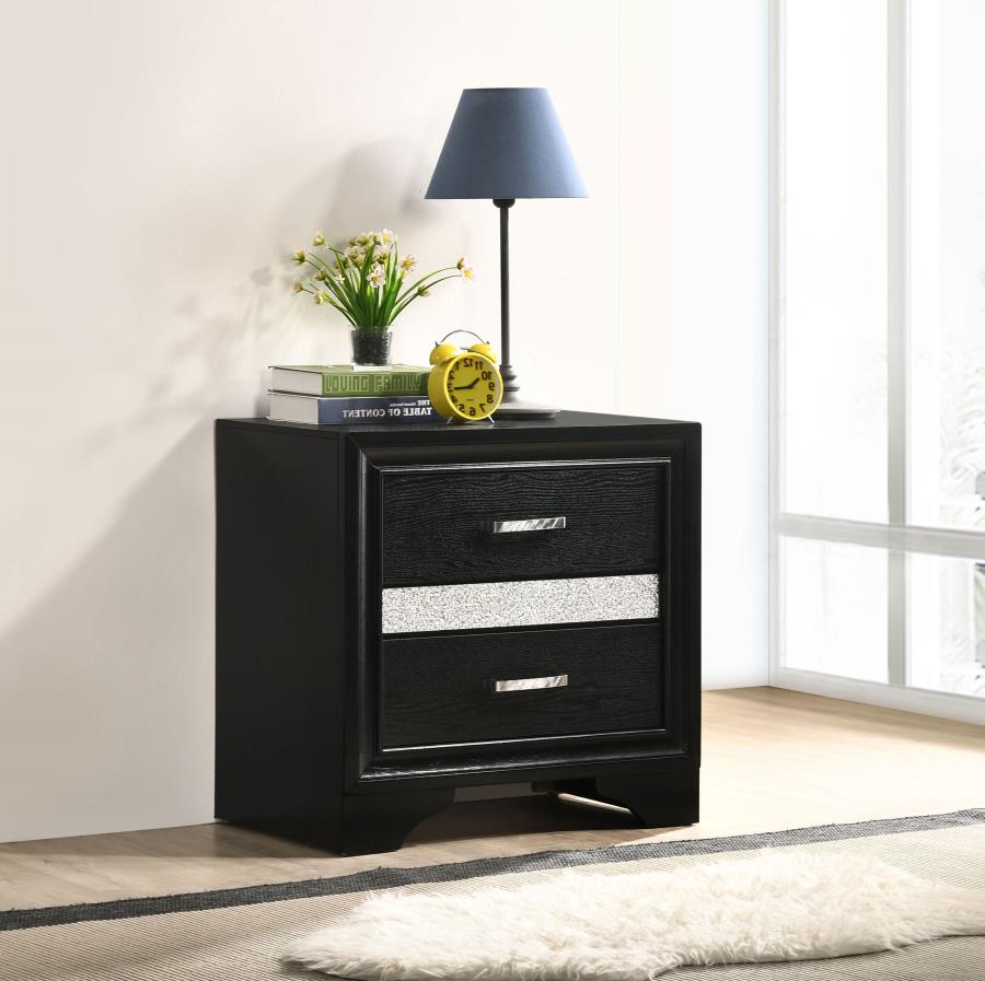 Miranda 2-Drawer Nightstand Tray Black