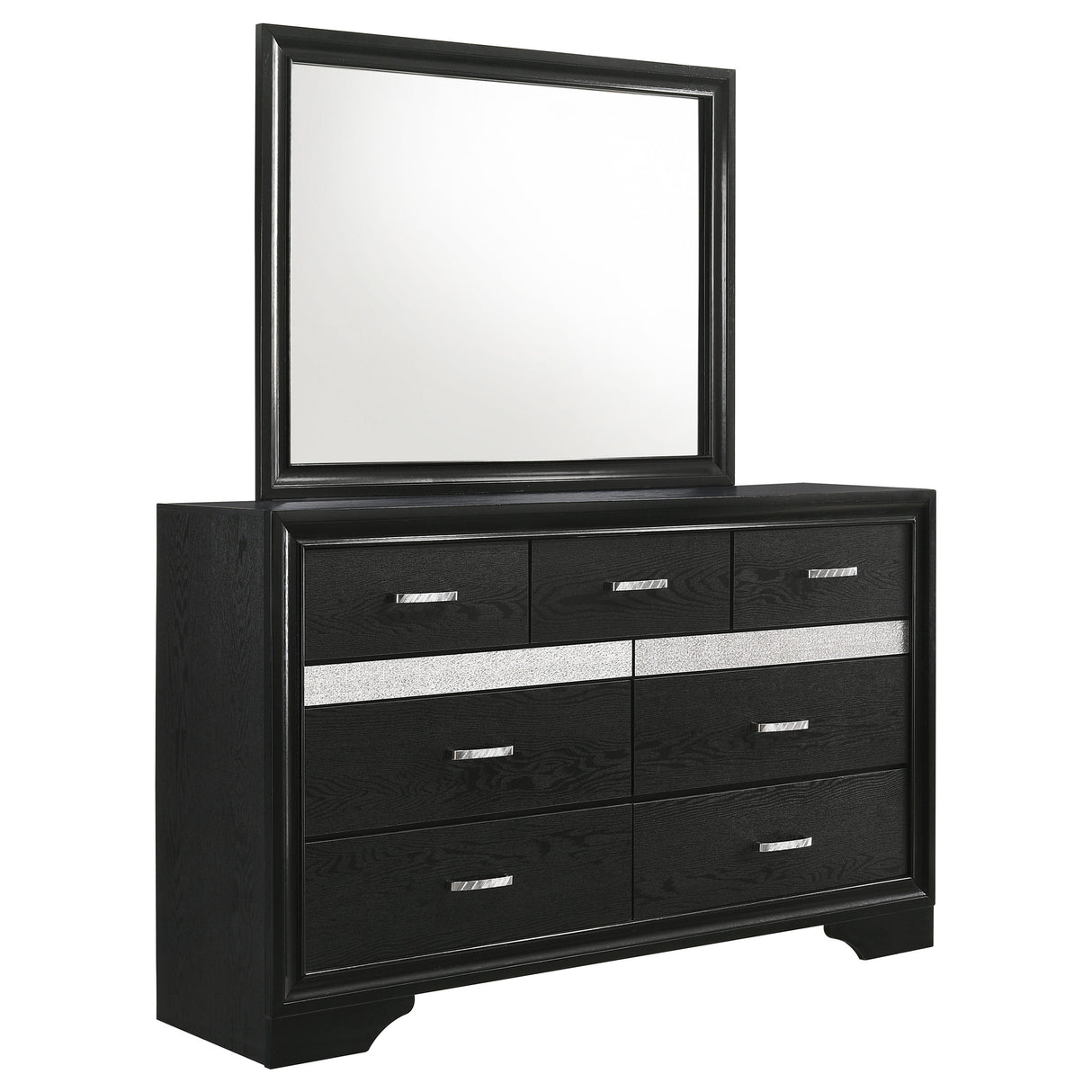 Miranda Black 7-Drawer Dresser With Mirror