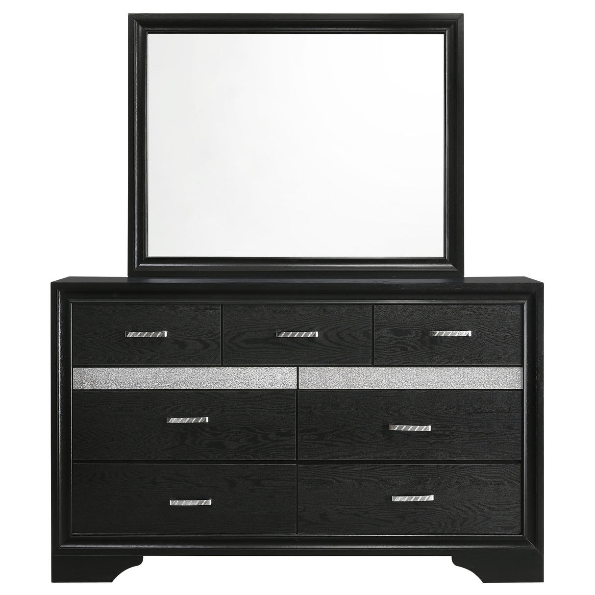 Miranda Black 7-Drawer Dresser With Mirror