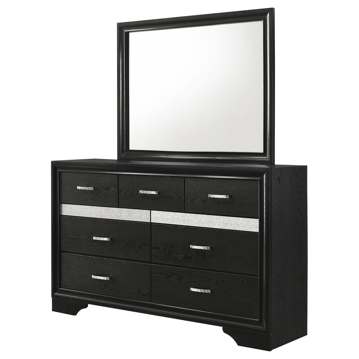 Miranda Black 7-Drawer Dresser With Mirror