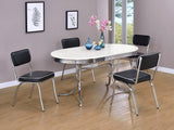 Retro White 5-Piece Oval Dining Table Set And Black