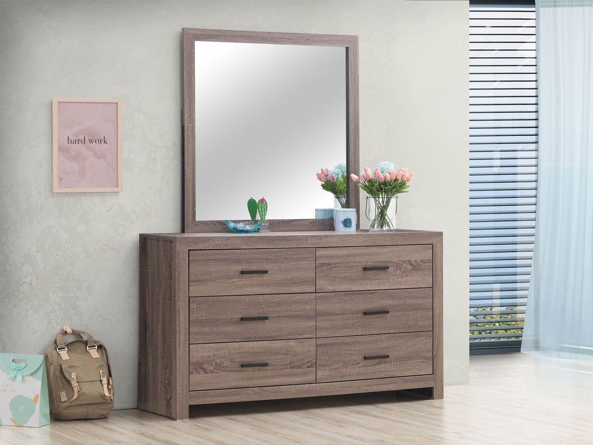 Brantford Barrel Oak 6-Drawer Dresser With Mirror