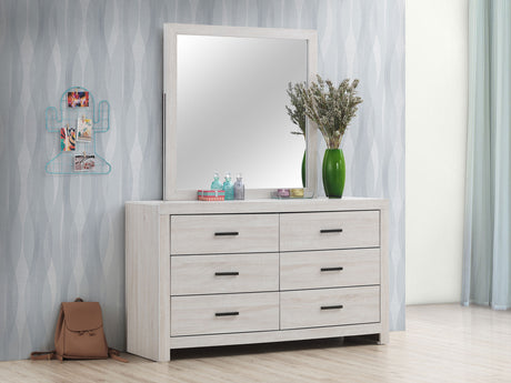 Brantford Coastal White 6-Drawer Dresser With Mirror