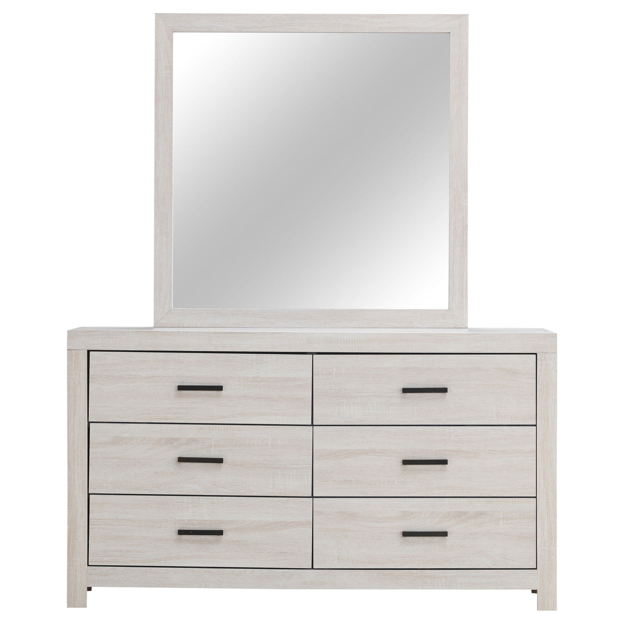 Brantford Coastal White 6-Drawer Dresser With Mirror