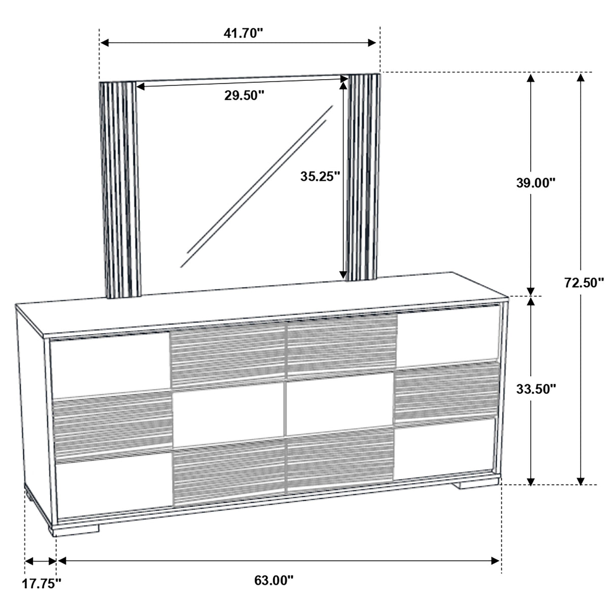 Blacktoft Black Toft 6-Drawer Dresser With Mirror