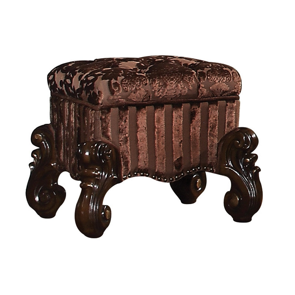 Versailles Fabric & Cherry Oak Finish Vanity Stool