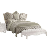 Versailles Ivory Velvet & Bone White Finish Eastern King Bed