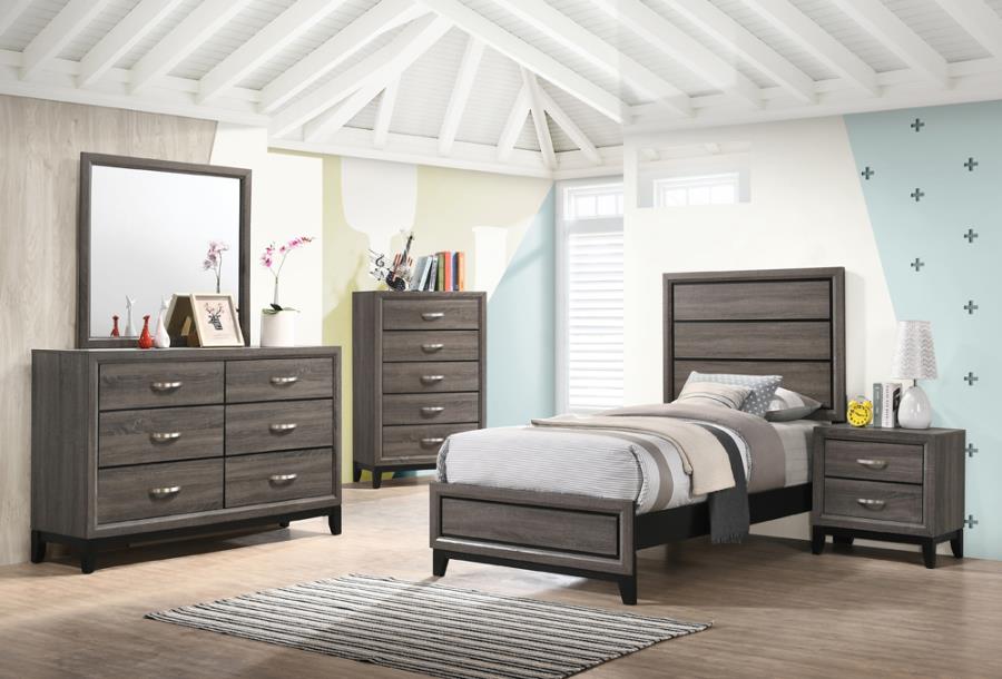 Watson Grey Oak 4-Piece Twin Bedroom Set