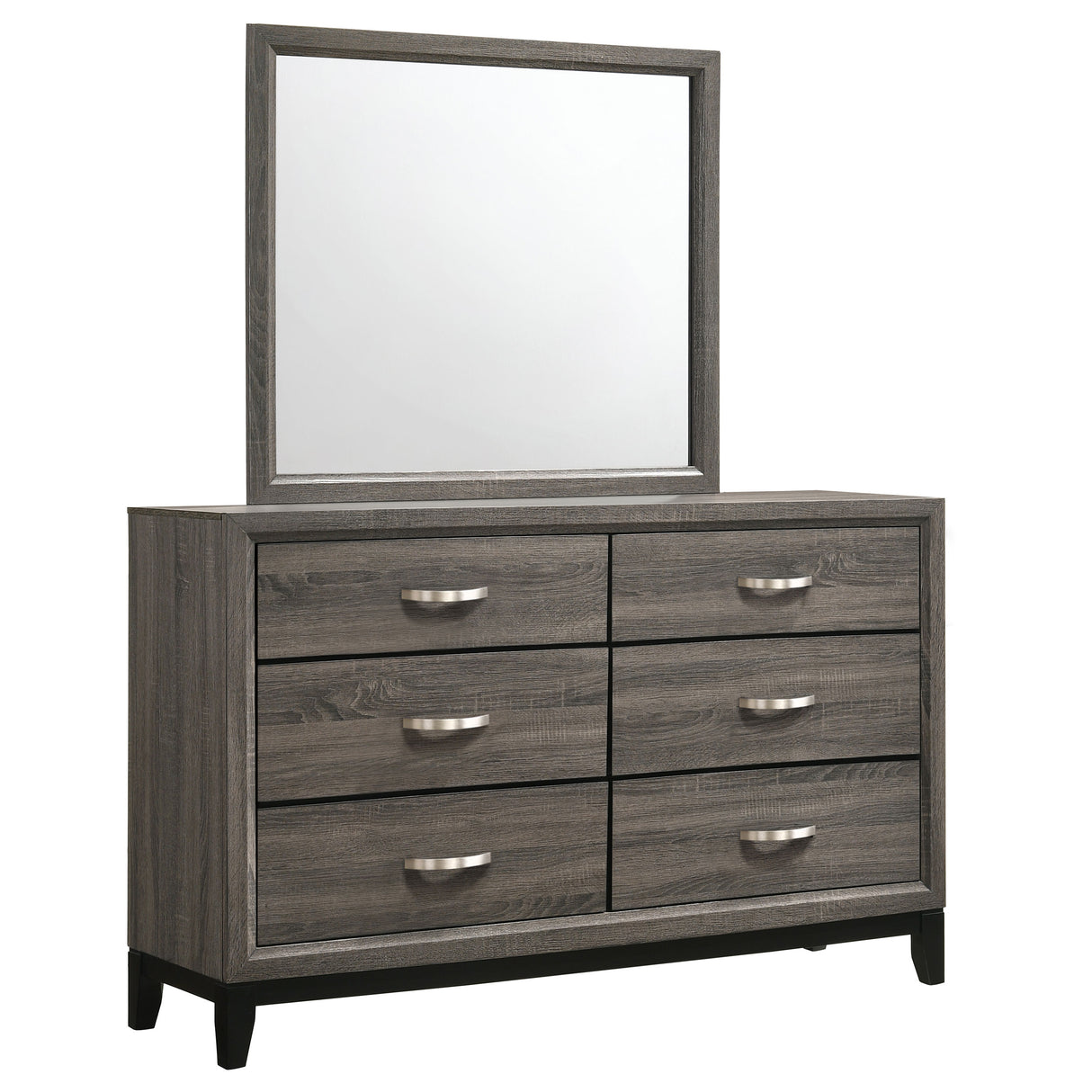 Watson Grey Oak 6-Drawer Dresser With Mirror