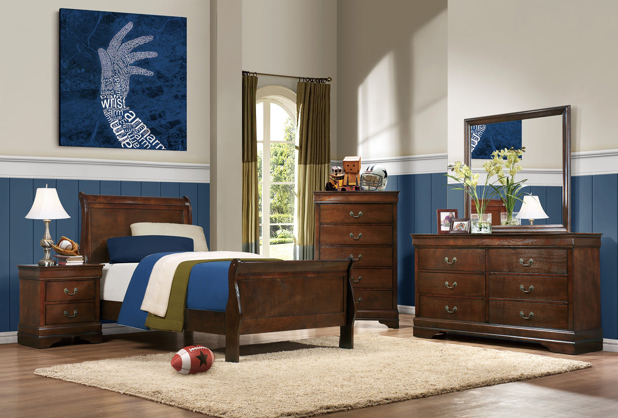 Mayville Brown Cherry Twin Bed