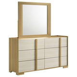 Hyland Natural/White 6-Drawer Dresser With Mirror Natural