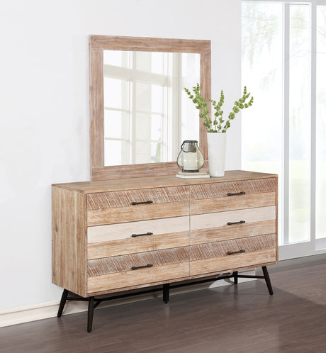 Marlow Rough Sawn Multi 6-Drawer Dresser With Mirror