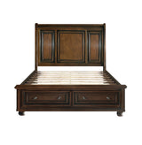 Cumberland Brown Cherry Eastern King Sleigh Platform Bed With Footboard Storage