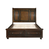 Cumberland Brown Cherry Eastern King Sleigh Platform Bed With Footboard Storage