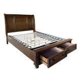 Cumberland Brown Cherry Full Sleigh Platform Bed With Footboard Storage