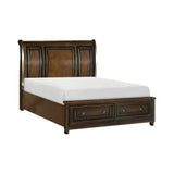 Cumberland Brown Cherry Eastern King Sleigh Platform Bed With Footboard Storage