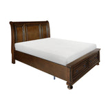 Cumberland Brown Cherry Queen Sleigh Platform Bed With Footboard Storage