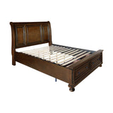 Cumberland Brown Cherry Full Sleigh Platform Bed With Footboard Storage