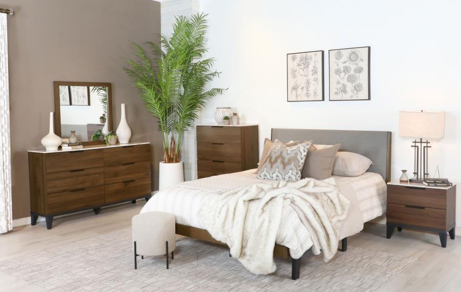 Mays Walnut 5-Piece Queen Bedroom Set