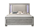 Antares Fabric & Light Gray Oak Finish Eastern King Bed