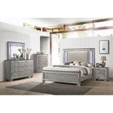 Antares Fabric & Light Gray Oak Finish Queen Bed