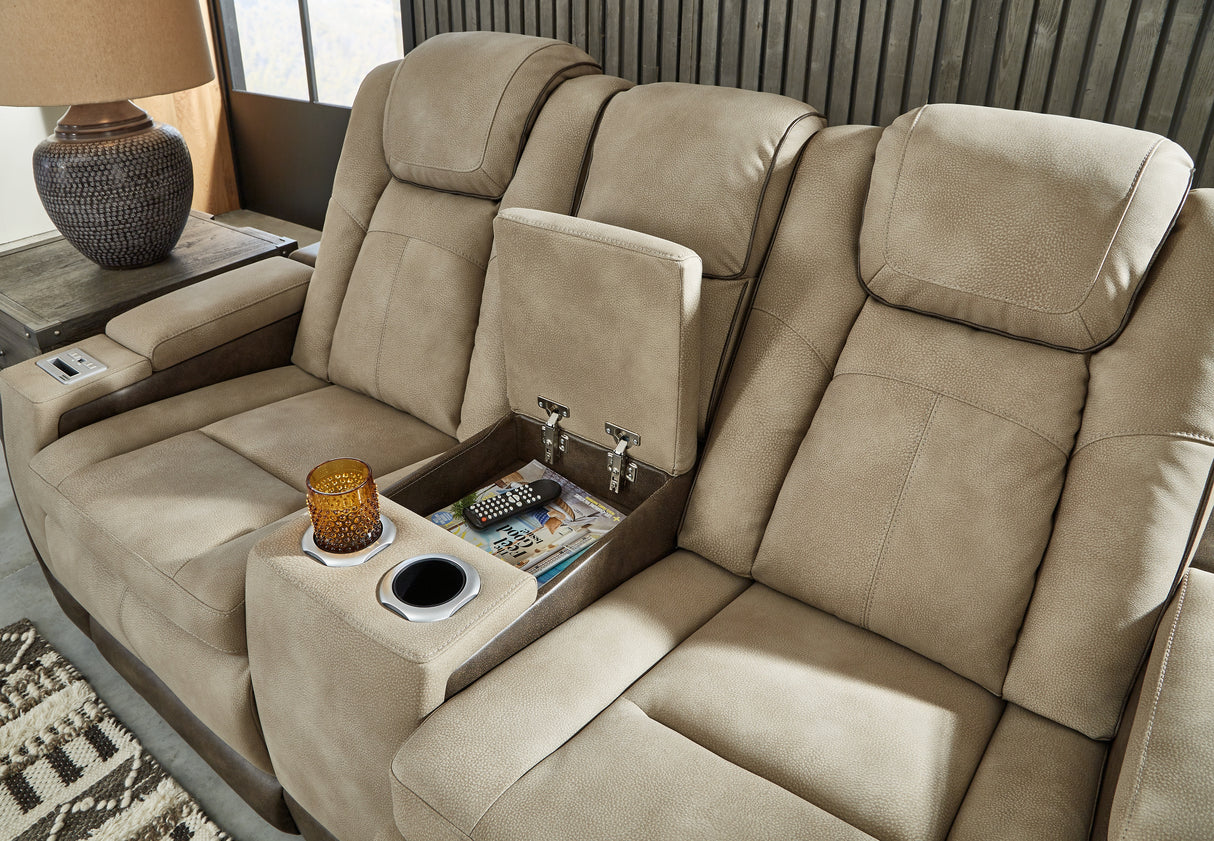 Next-Gen Sand Durapella Power Reclining Loveseat With Console