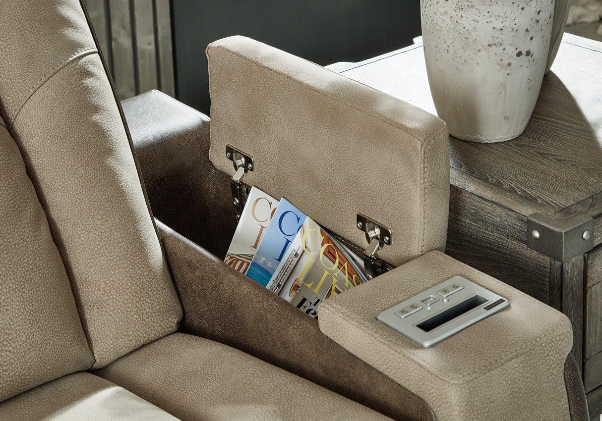 Next-Gen Sand Durapella Power Reclining Loveseat With Console