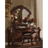 Vendome Fabric & Cherry Finish Vanity Stool