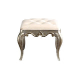 Esteban Ivory Velvet & Antique Champagne Finish Vanity Stool