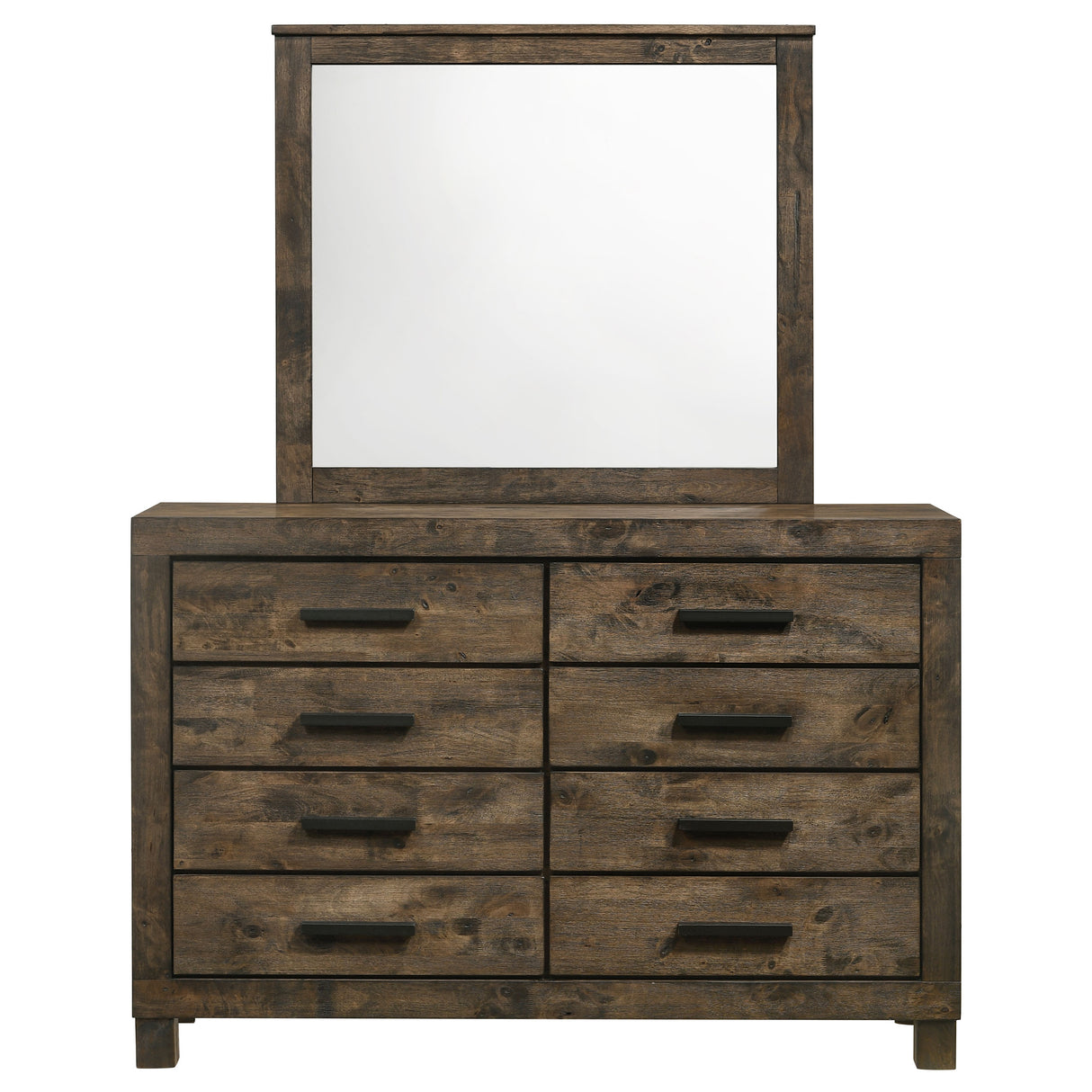 Woodmont Rustic Golden Brown 8-Drawer Dresser With Mirror