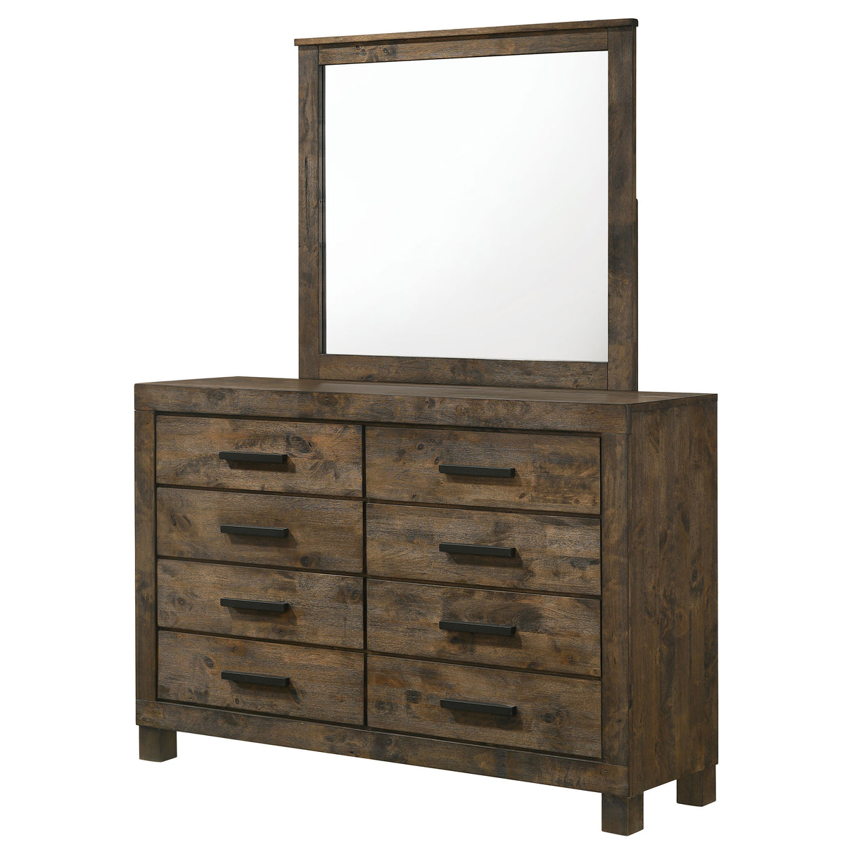 Woodmont Rustic Golden Brown 8-Drawer Dresser With Mirror