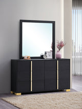 Marceline Black 6-Drawer Dresser With Mirror