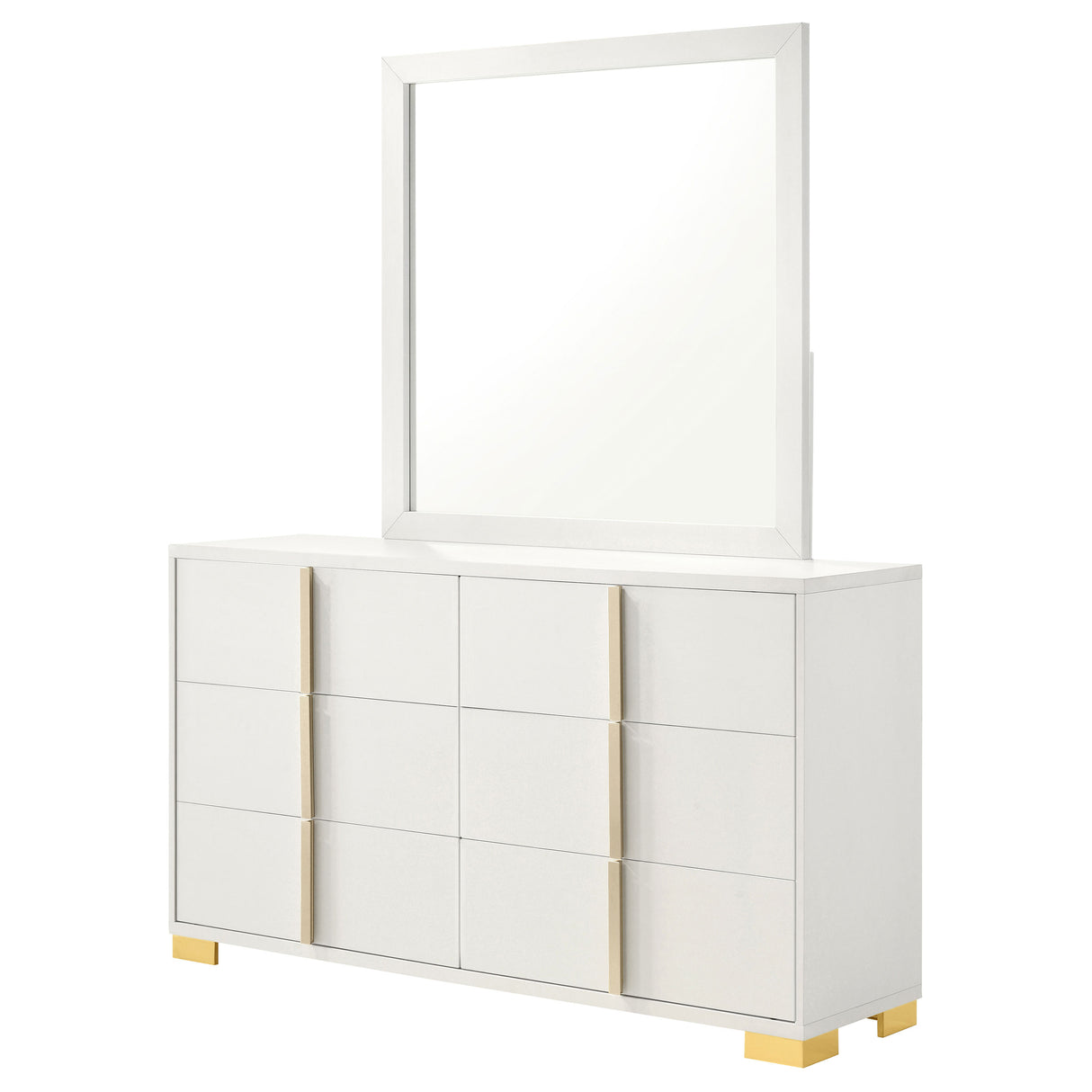 Marceline White 6-Drawer Dresser With Mirror